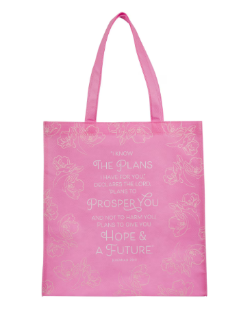 Bolsa I Know the Plans Pink Reusable Non-woven Shopping Tote Bag - Jeremiah 29:11