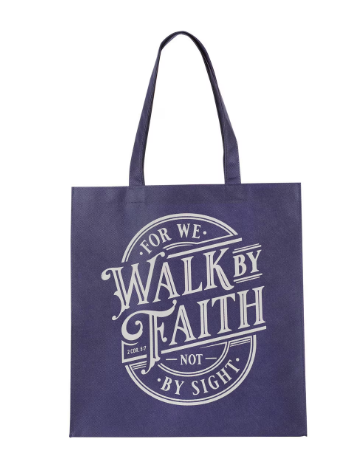 Bolsa :Walk By Faith Blue Reusable Non-woven Shopping Bag - 2 Corinthians 5:7