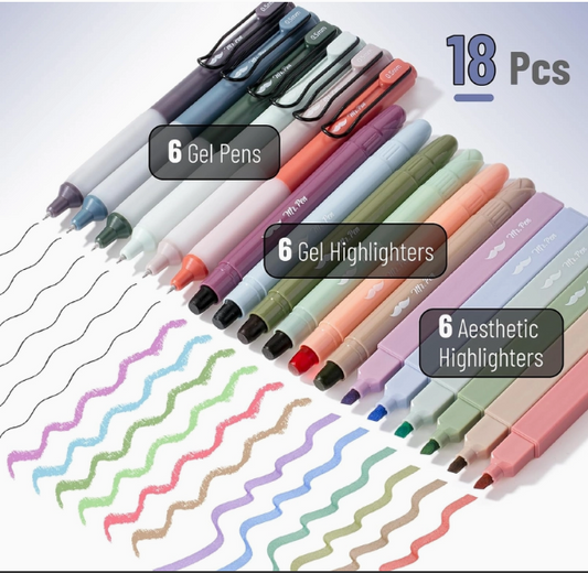 Mr. Pen 18-Pack Aesthetic Highlighters & Gel Pens
