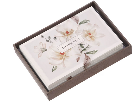 White Magnolia Thank You Note Card Set