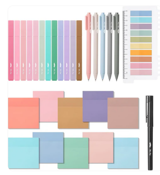 Kit de anotaciones colores claros Aesthetic para libros, 38 piezas, resaltadores estéticos y bolígrafos de gel