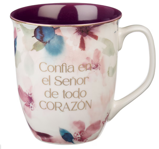 Taza “Confía en el Señor” Flor de ciruela – Prov 3:5