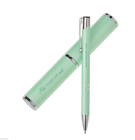 Make Every Day Count Spring Mint Pen and Case Set"Haz que cada día cuente"