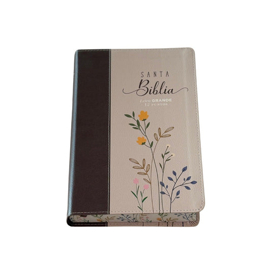 Biblia RVR60 - Letra Grande 12 | Marrón/Beige floral