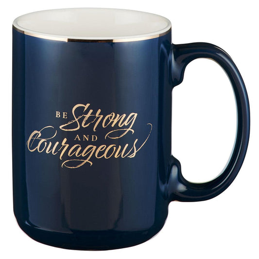 Be Strong and Courageous Navy taza de cerámica Josué 1:9