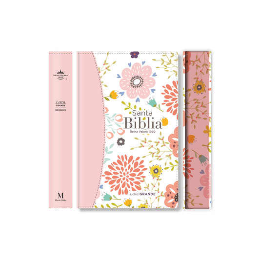 Biblia Reina Valera 1960 Letra Grande Flexcover Multifloral Rosa - Pura Vida Books