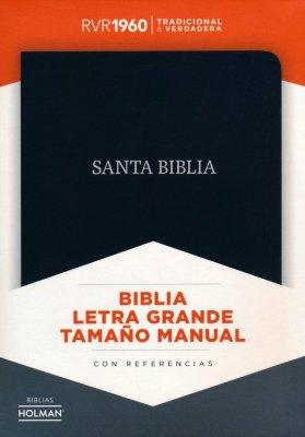 Biblia Reina Valera 1960 Tamaño manual. Letra grande, piel fabricada, negro