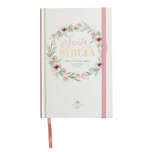 Biblia RV60 letra grande-tapa dura rosa floreado - Pura Vida Books