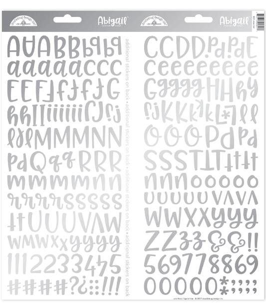 Cardstock stickers silver foil( letras en lámina de plata)