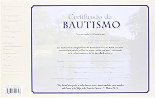 Certificado de Bautismo - Pura Vida Books