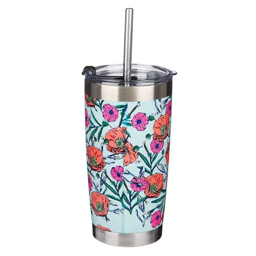 His Grace Stainless Steel Travel Mug With Reusable Stainless Steel Straw - Pura Vida Books