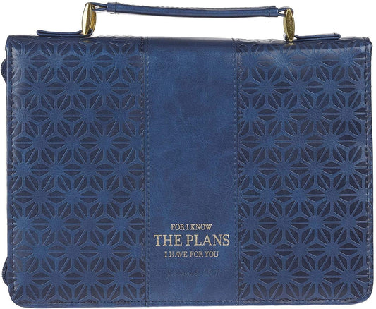 I Know The Plans Blue Faux Leather Fashion Bible Cover - Jeremiah 29:11 - Pura Vida Books