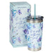 It Is Well With My Soul Purple Posies Stainless Steel Travel Mug with Reusable Straw - Pura Vida Books