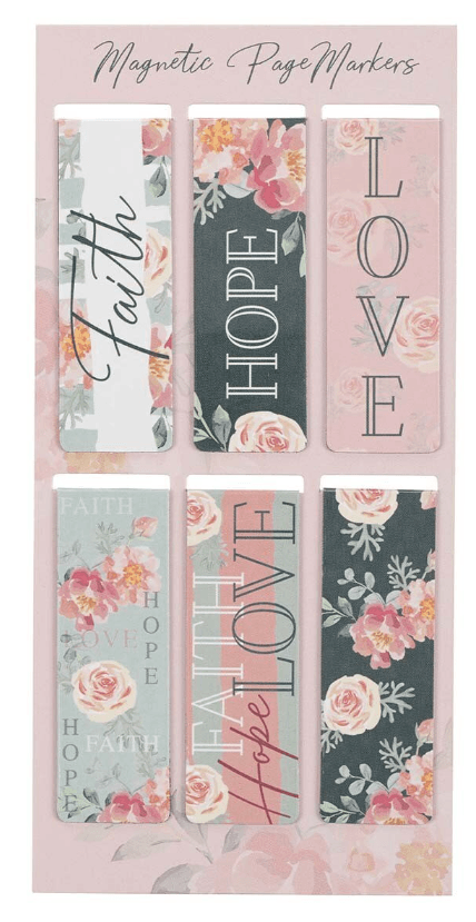 Juego de marcapáginas magnéticos Vintage Faith Hope and Love - 1 Corintios 13:13
