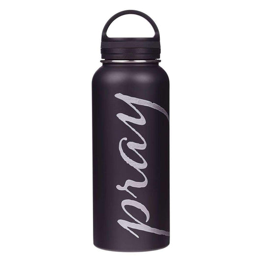 Pray Black Stainless Steel Water Bottle - Pura Vida Books