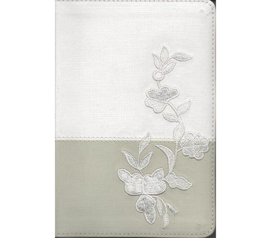 RVR 1960 Biblia Recuerdo de Boda, blanco/lino/encaje símil piel - Pura Vida Books