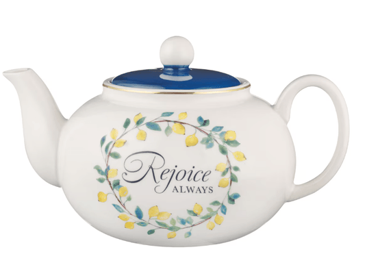 Tetera de Cerámica Rejoice Always de Limón «Alégrate Siempre» - 1 Tesalonicenses 5:16