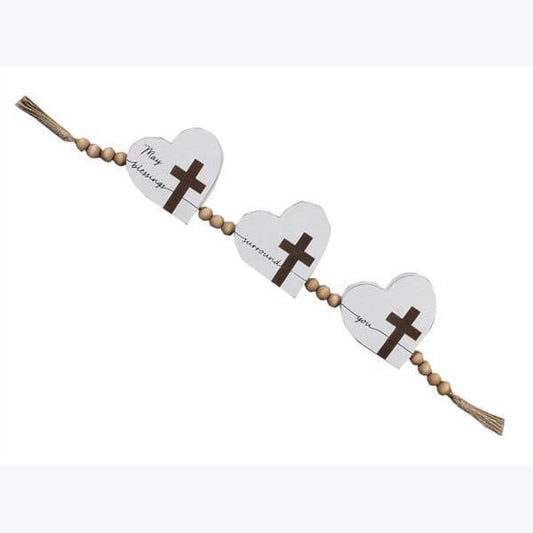 Wood Home Heart Garland with Cross Design - Pura Vida Books
