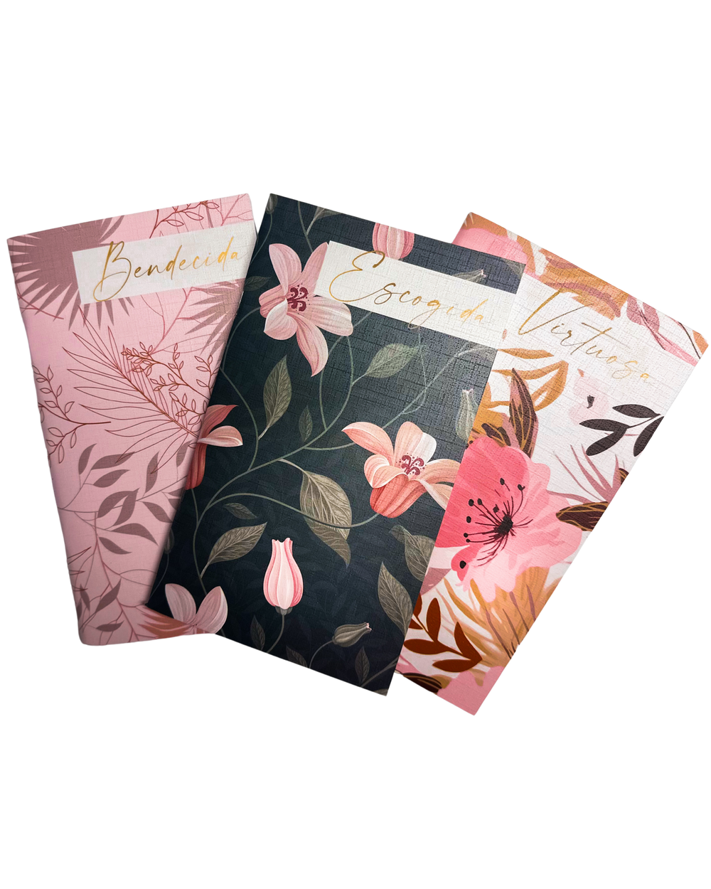 Libretas Escogida, Bendecida, Virtuosa (Paquete de 3) | Floral Pink