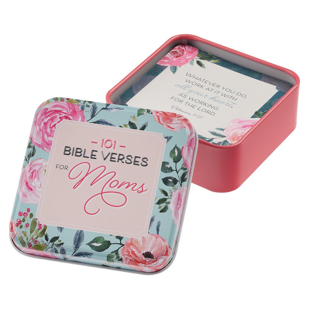 101 Bible Verses For Moms Coral Pink Scripture Cards in a Tin - Pura Vida Books