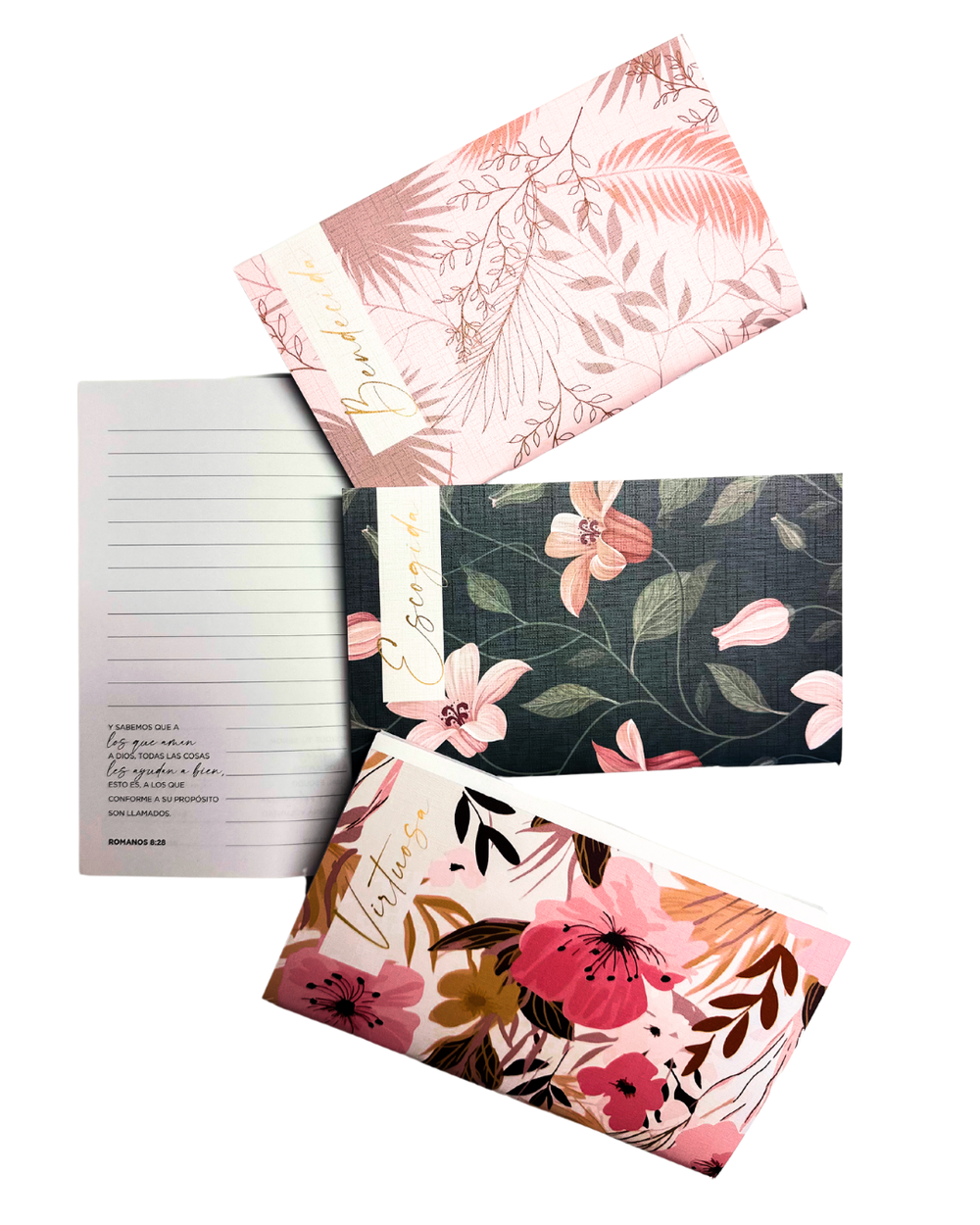 Libretas Escogida, Bendecida, Virtuosa (Paquete de 3) | Floral Pink