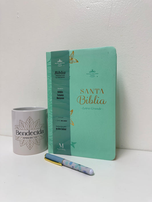 Biblia RVR1960 | Edición Regalo turquesa mariposa