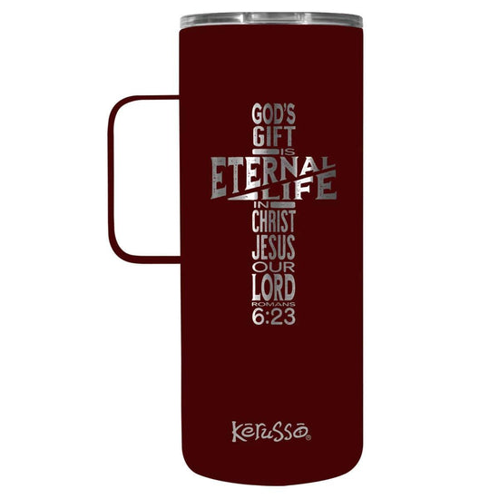 22 oz Stainless Steel Mug With Handle Eternal Life Cross - Pura Vida Books