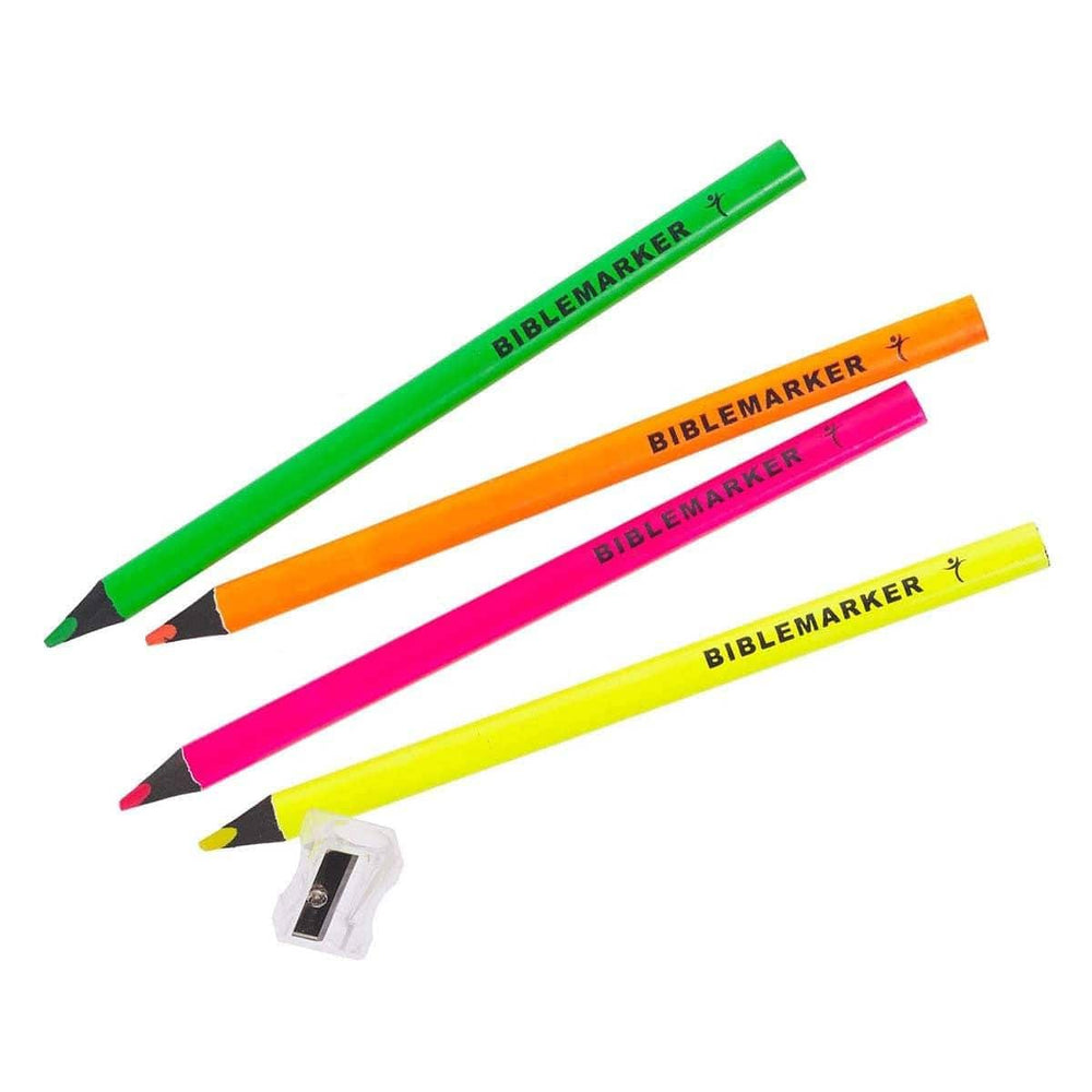 4 Piece Assorted Colors Jumbo Dry Highlighter Bible Markers with Sharpener - Pura Vida Books