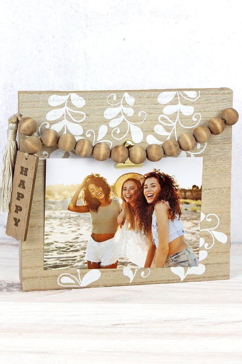 4 x 6 Wood Beaded Tassel Photo Display - Pura Vida Books