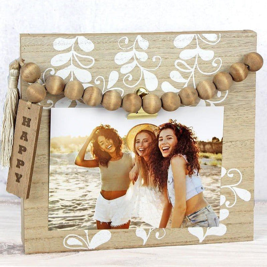 4 x 6 Wood Beaded Tassel Photo Display - Pura Vida Books