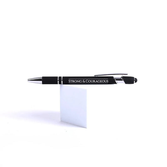 Soft Touch Gift Pen - Touch Strong & Courageous - Black