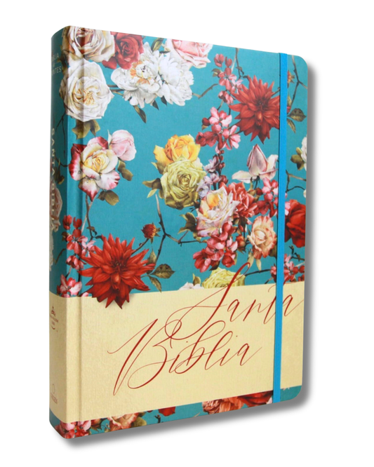 Biblia RVR1960 | Tapa Dura Azul Celeste con Flores - Cantos Pintados