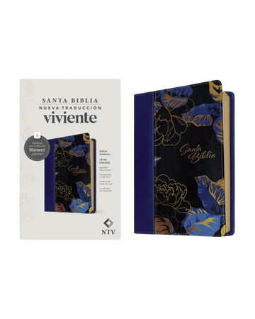 Biblia NTV | Manual SentiPiel Azul Oscuro Letra Grande y Palabras de Cristo en Rojo con Filament