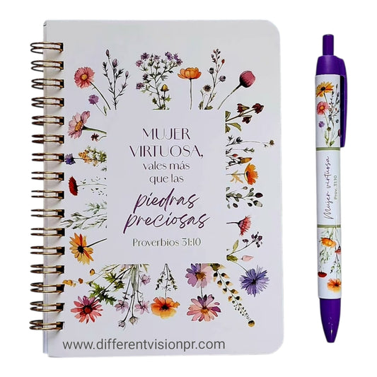 Set de Libreta de Anillas con Bolígrafo | Mujer Virtuosa