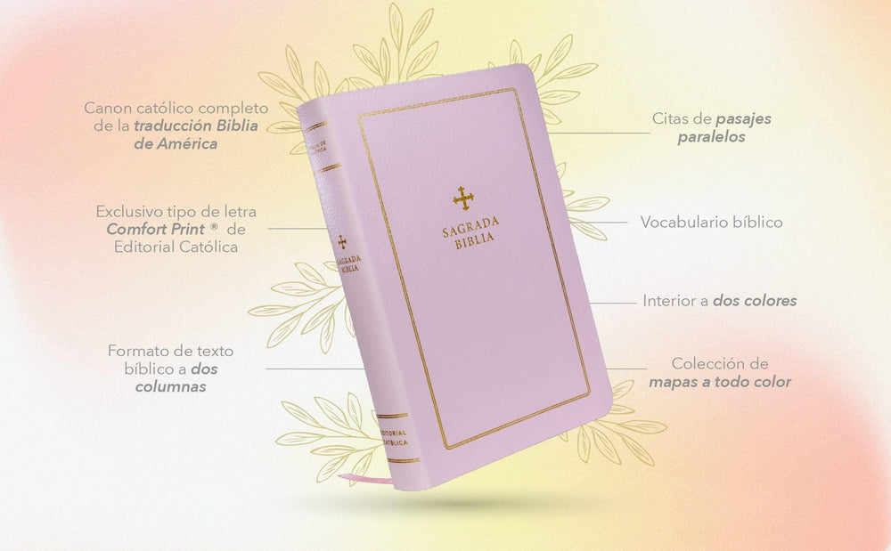 Biblia Católica, Regalos y Ceremonias, color Rosa, Cuero Reciclado - Pura Vida Books
