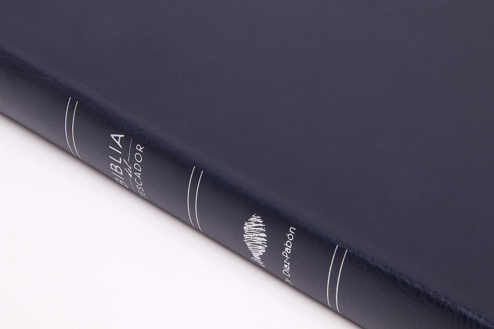 Biblia del Pescador RVR 1960, letra grande, azul símil piel