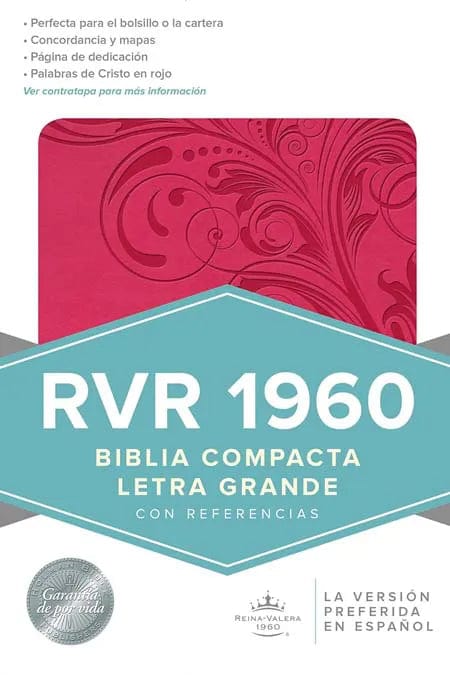 Biblia RVR1960 Compacta Piel Rosa con Concordancia