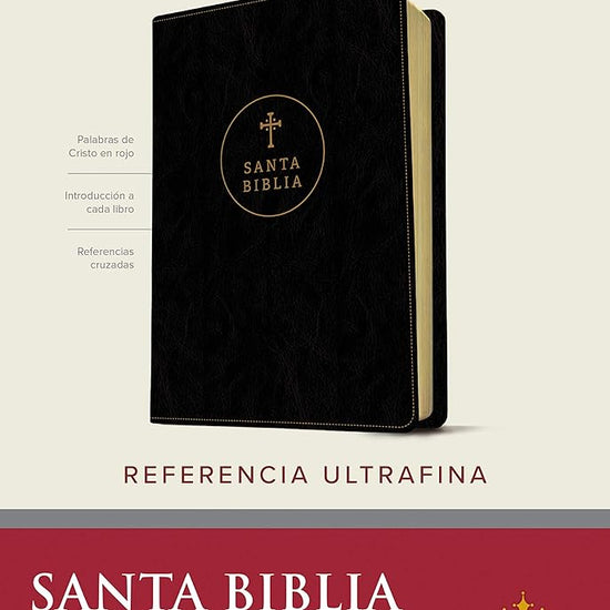 Santa Biblia RVR60, Edición de referencia ultrafina, letra grande (SentiPiel, Negro, Letra Roja) (Spanish Edition) cover image