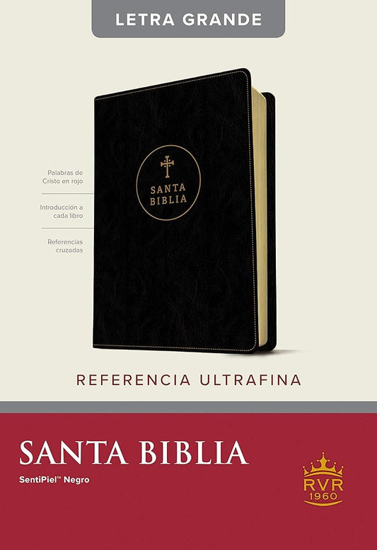 Santa Biblia RVR60, Edición de referencia ultrafina, letra grande (SentiPiel, Negro, Letra Roja) (Spanish Edition) cover image