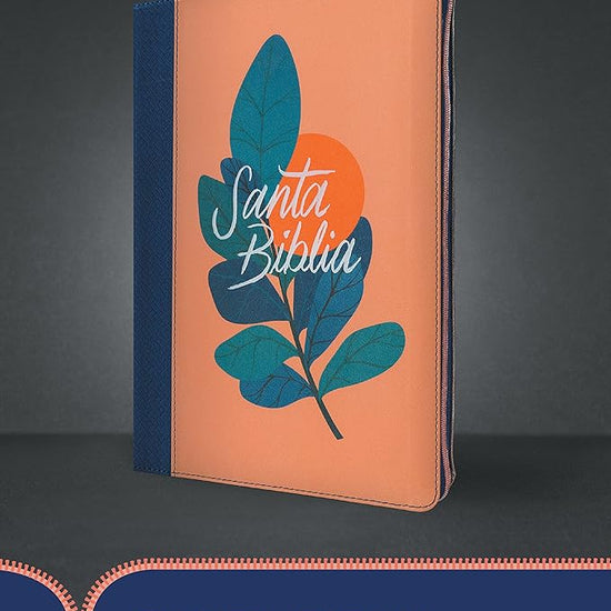 Santa Biblia RVR60, Edición zíper con referencias, letra grande (SentiPiel, Coral/Azul, Índice, Letra Roja) (Spanish Edition) cover image