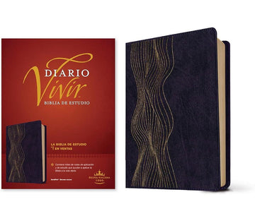 Biblia de estudio del diario vivir RVR60 (SentiPiel, Morado oscuro, Letra Roja) (Spanish Edition) cover image