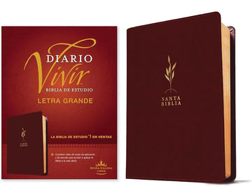 Biblia de estudio del diario vivir RVR60, letra grande (SentiPiel, Vino tinto, Letra Roja) (Spanish Edition) cover image