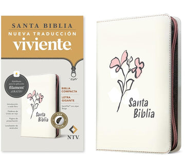 Biblia compacta NTV, letra gigante de zíper con Filament (SentiPiel, Beige, Índice, Letra Roja) (Spanish Edition) cover image