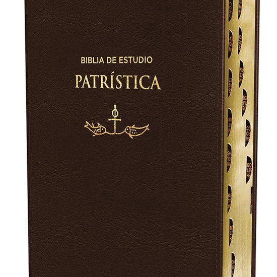 Reina Valera Revisada, Biblia de Estudio Patrística, Leathersoft, Marrón, Interior a dos colores, con índice, Palabras de Jesús en rojo: La Sabiduría del Cristianismo Antiguo, siglos I al VI cover image