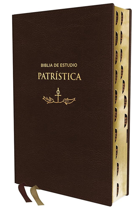 Reina Valera Revisada, Biblia de Estudio Patrística, Leathersoft, Marrón, Interior a dos colores, con índice, Palabras de Jesús en rojo: La Sabiduría del Cristianismo Antiguo, siglos I al VI cover image