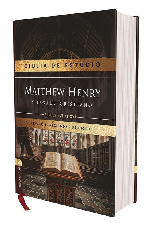 RVR, Biblia de estudio Matthew Henry y legado cristiano, Tapa dura, Interior a dos colores, Comfort Print cover image