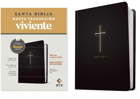 Biblia de margen amplio NTV con Filament (Tapa dura de SentiPiel, Cruz, Letra Roja) (Spanish Edition) cover image