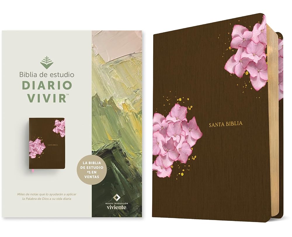 Biblia de estudio del diario vivir NTV (SentiPiel, Café/Rosa, Letra Roja) (Spanish Edition) cover image