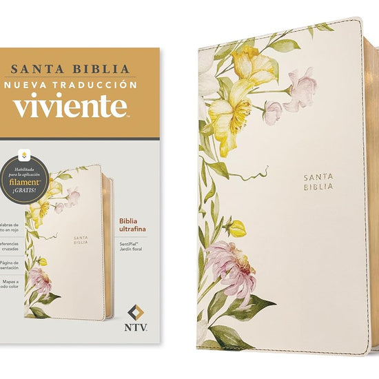 Biblia ultrafina NTV, con Filament (SentiPiel, Jardín floral, Letra Roja) (Spanish Edition) cover image