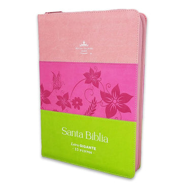 Biblia para Mujeres con Cierre Letra Gigante 15 puntos RV1960 imit floral rosa/fucsia/lima con indice cover image